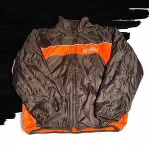Men's Vintage Brown Orange Long Sleeve Cleveland Browns NFL Reversible Jacket